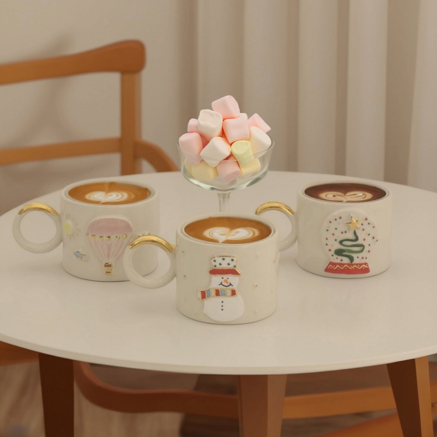 Mug à café en céramique fait main : motif fantaisiste de montgolfière