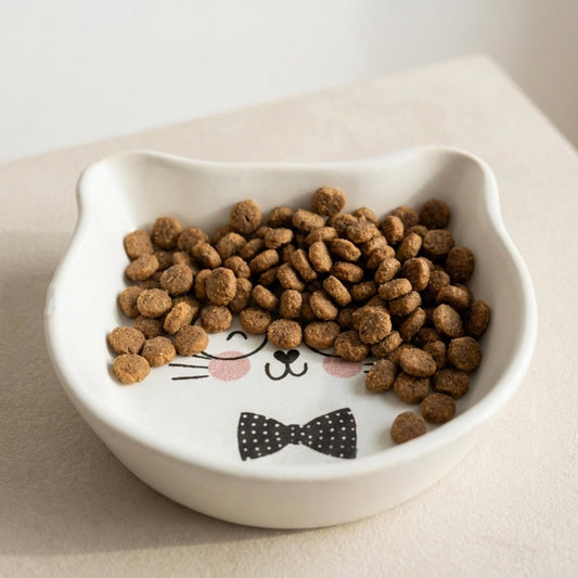 Ceramic (4 Designs) 200 ml Feeding Minimal White Cat Ear Dish Pet Bowl Food Safe