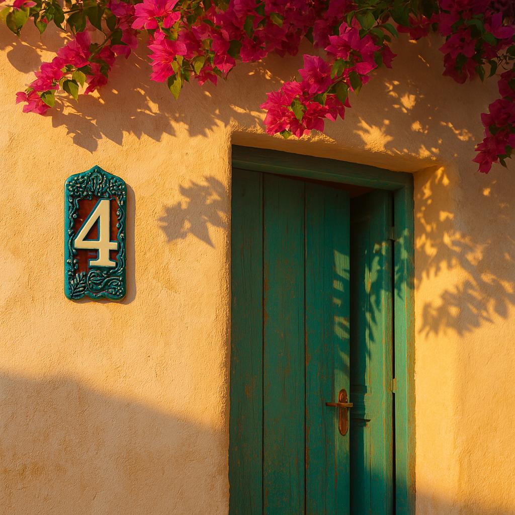 Handcrafted Deep Blue Ceramic House Number Tile: Turkish Design Address Plaque