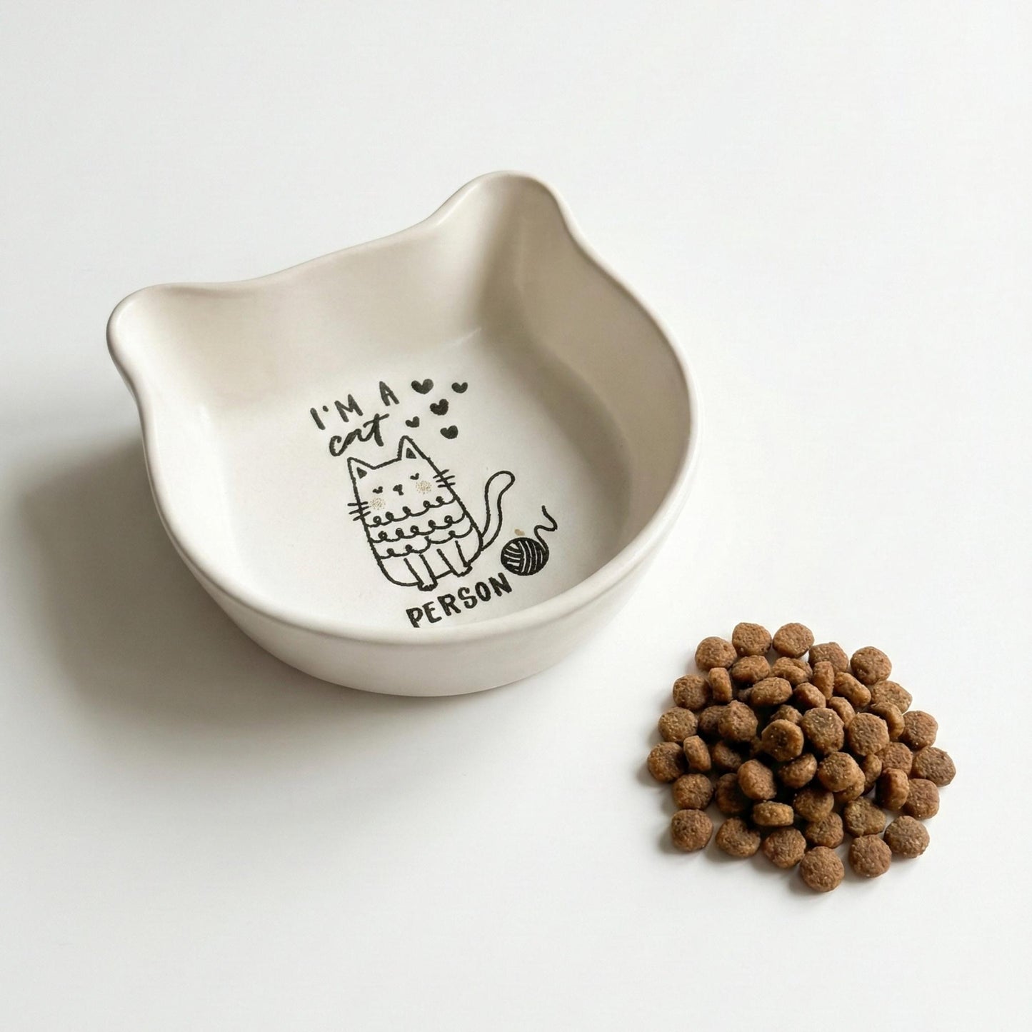 Ceramic (4 Designs) 200 ml Feeding Minimal White Cat Ear Dish Pet Bowl Food Safe