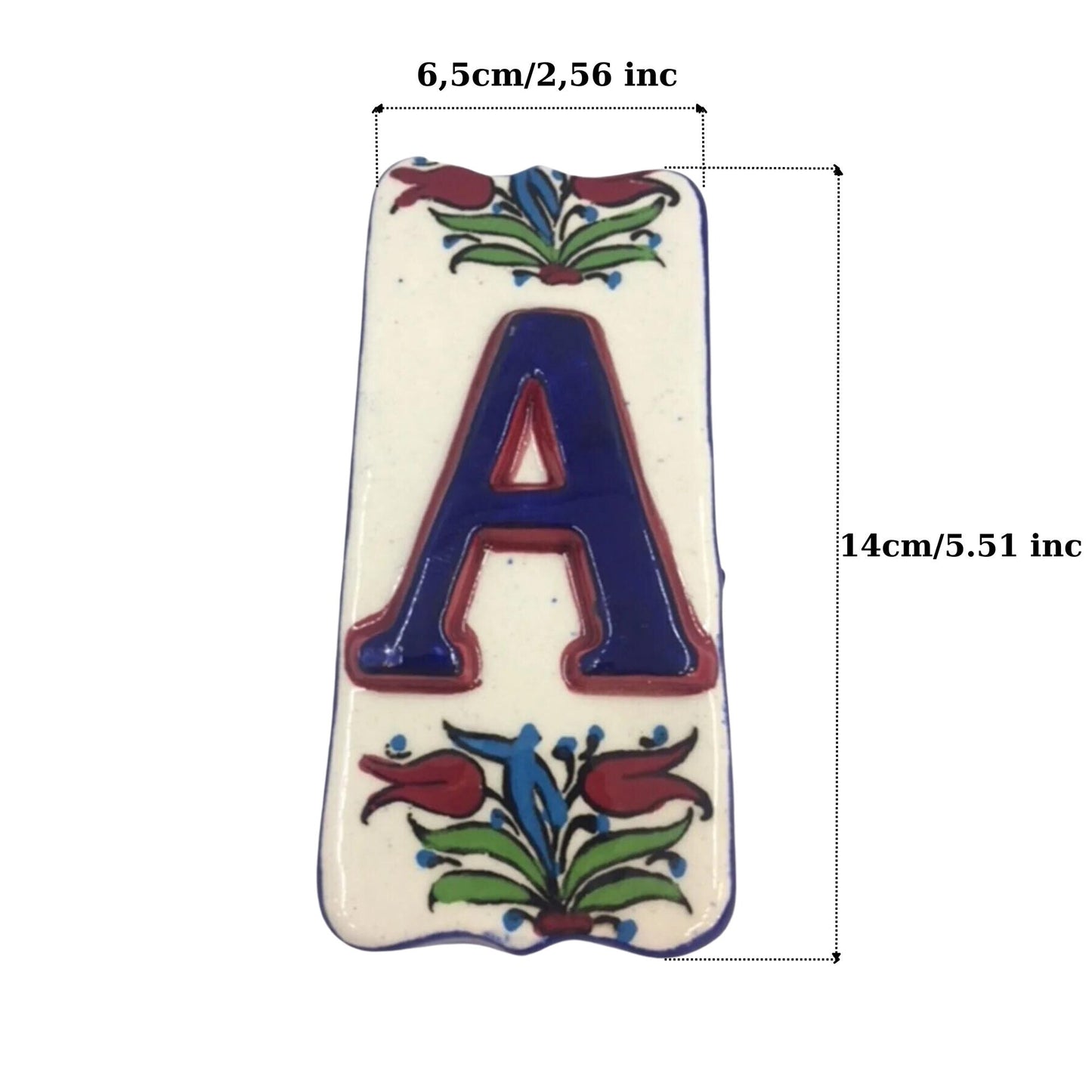 Handmade Ceramic Door Number: Floral Painted House Sign