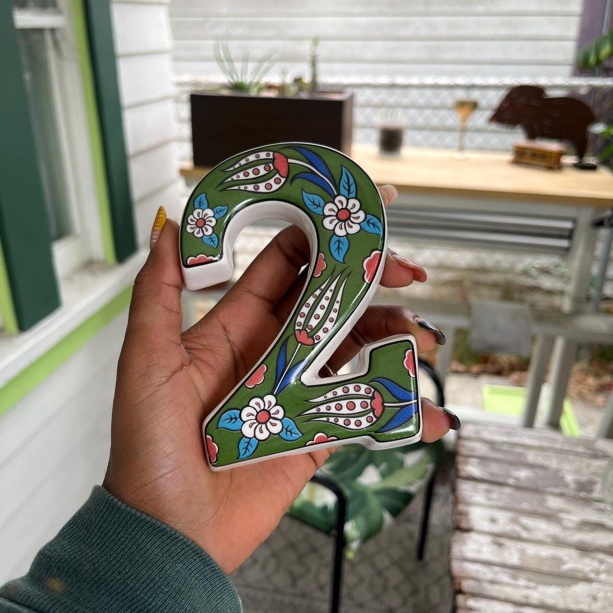 Tulip Ceramic House Numbers: Hand Decorated Address Plaque