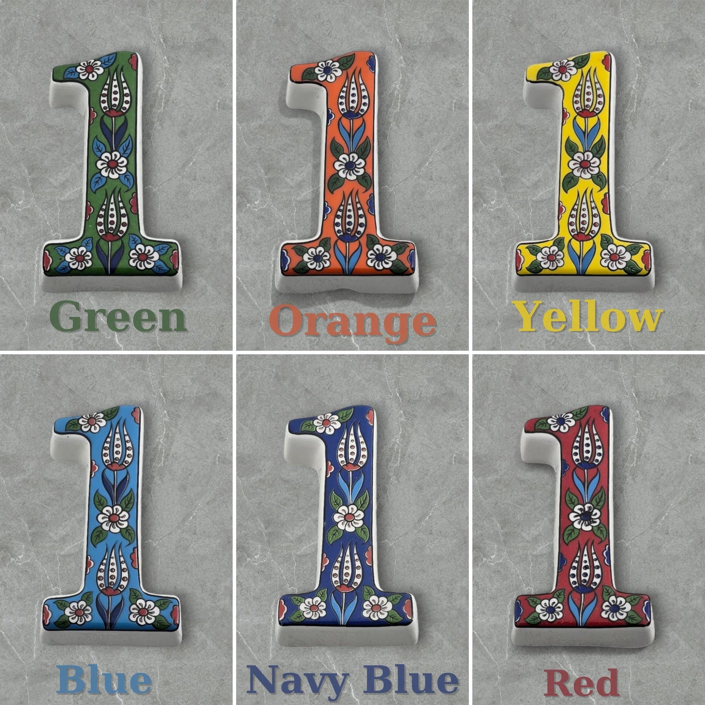 Tulip Ceramic House Numbers: Hand Decorated Address Plaque