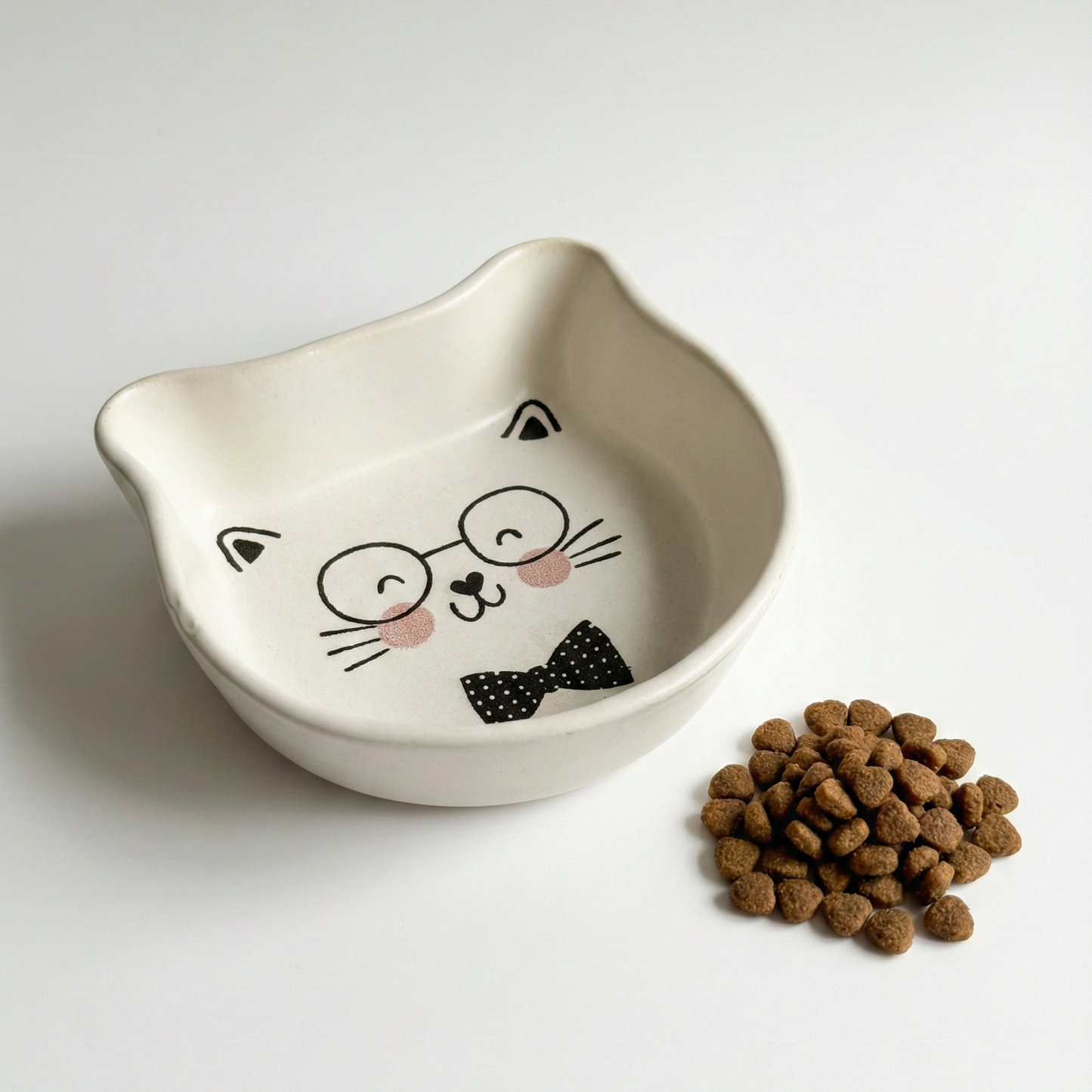 Ceramic (4 Designs) 200 ml Feeding Minimal White Cat Ear Dish Pet Bowl Food Safe