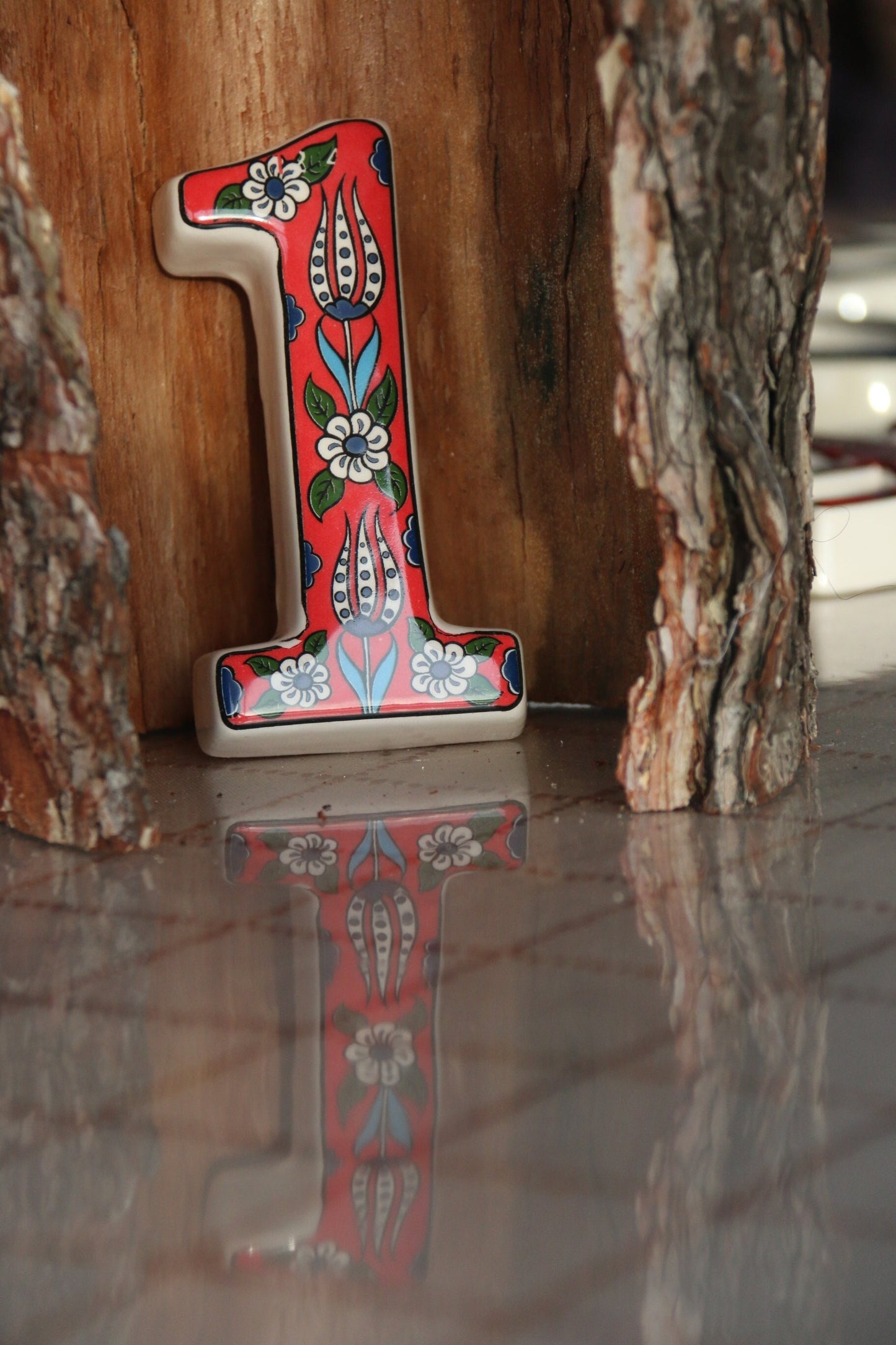 Tulip Ceramic House Numbers: Hand Decorated Address Plaque