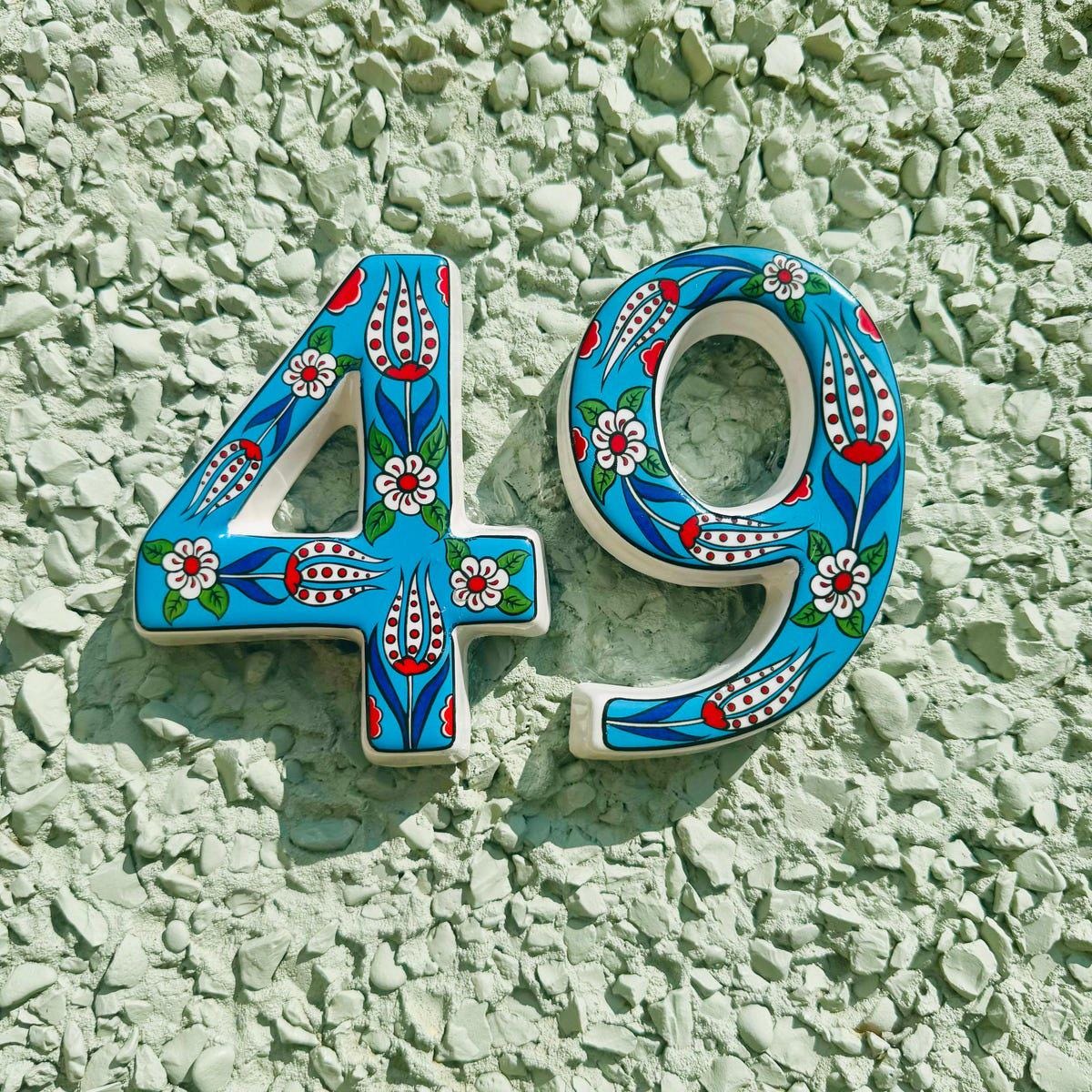 Tulip Ceramic House Numbers: Hand Decorated Address Plaque