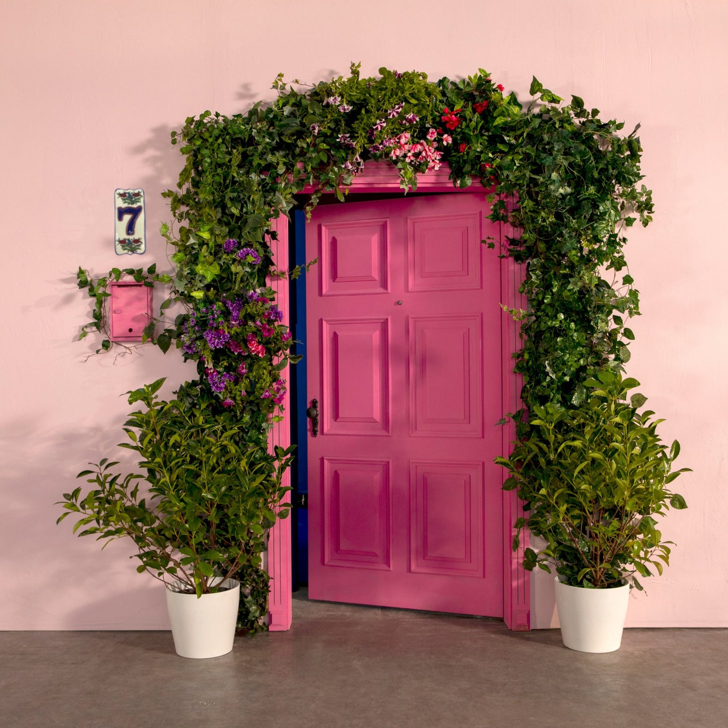 Handmade Ceramic Door Number: Floral Painted House Sign