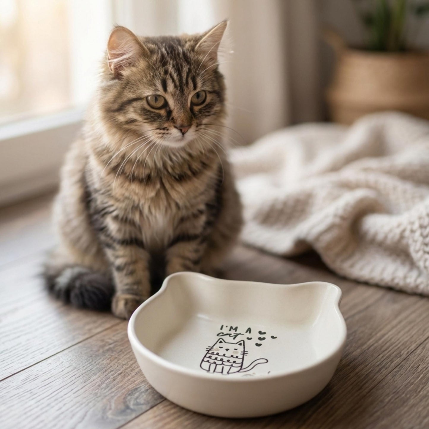 Ceramic (4 Designs) 200 ml Feeding Minimal White Cat Ear Dish Pet Bowl Food Safe