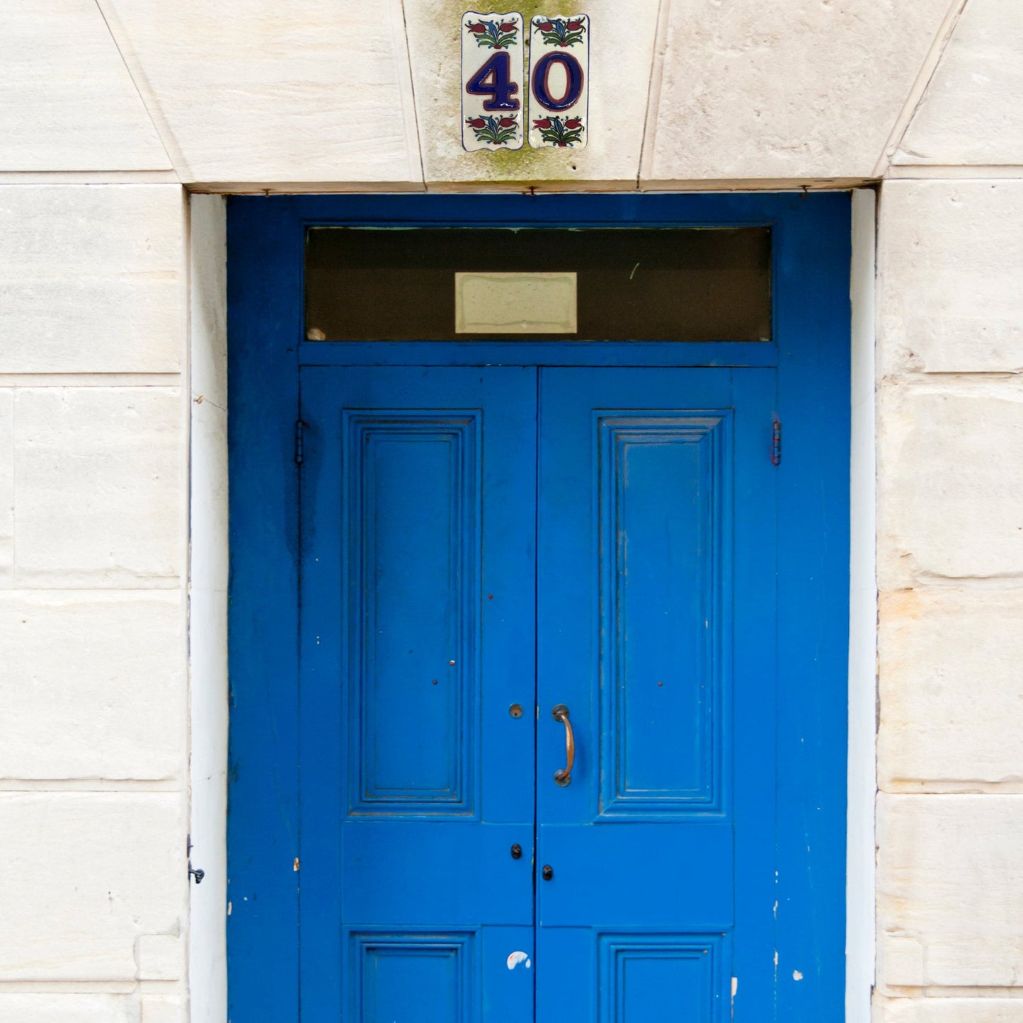 Handmade Ceramic Door Number: Floral Painted House Sign