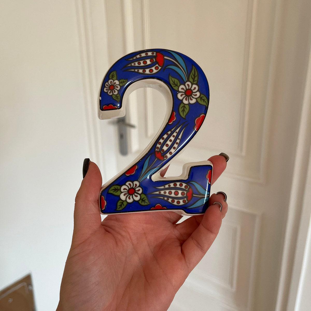 Tulip Ceramic House Numbers: Hand Decorated Address Plaque