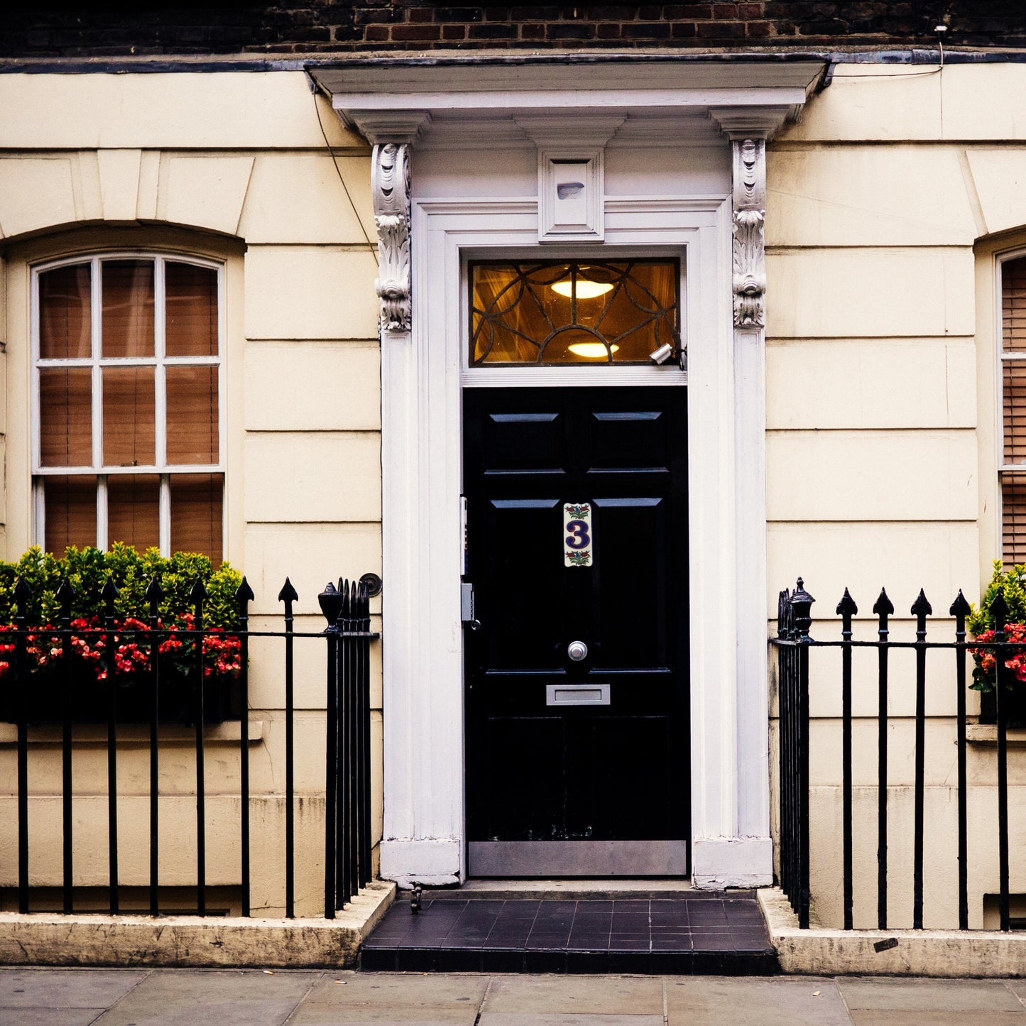 Handmade Ceramic Door Number: Floral Painted House Sign