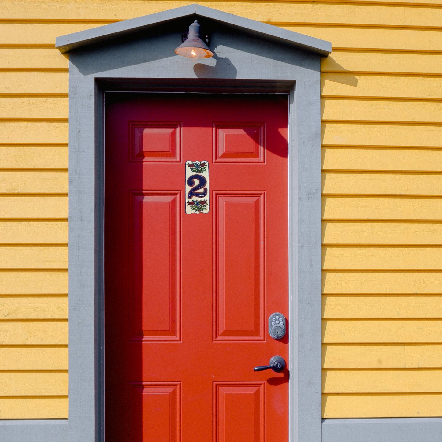 Handmade Ceramic Door Number: Floral Painted House Sign