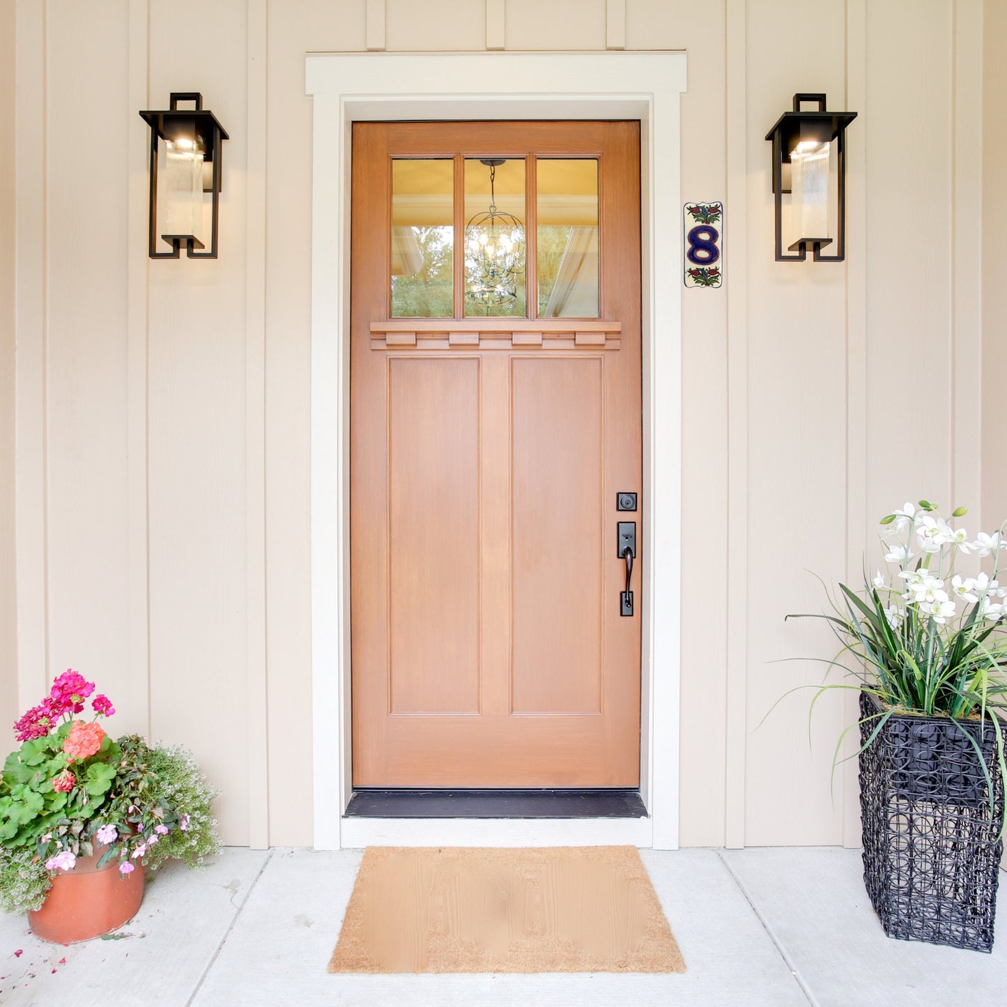 Handmade Ceramic Door Number: Floral Painted House Sign