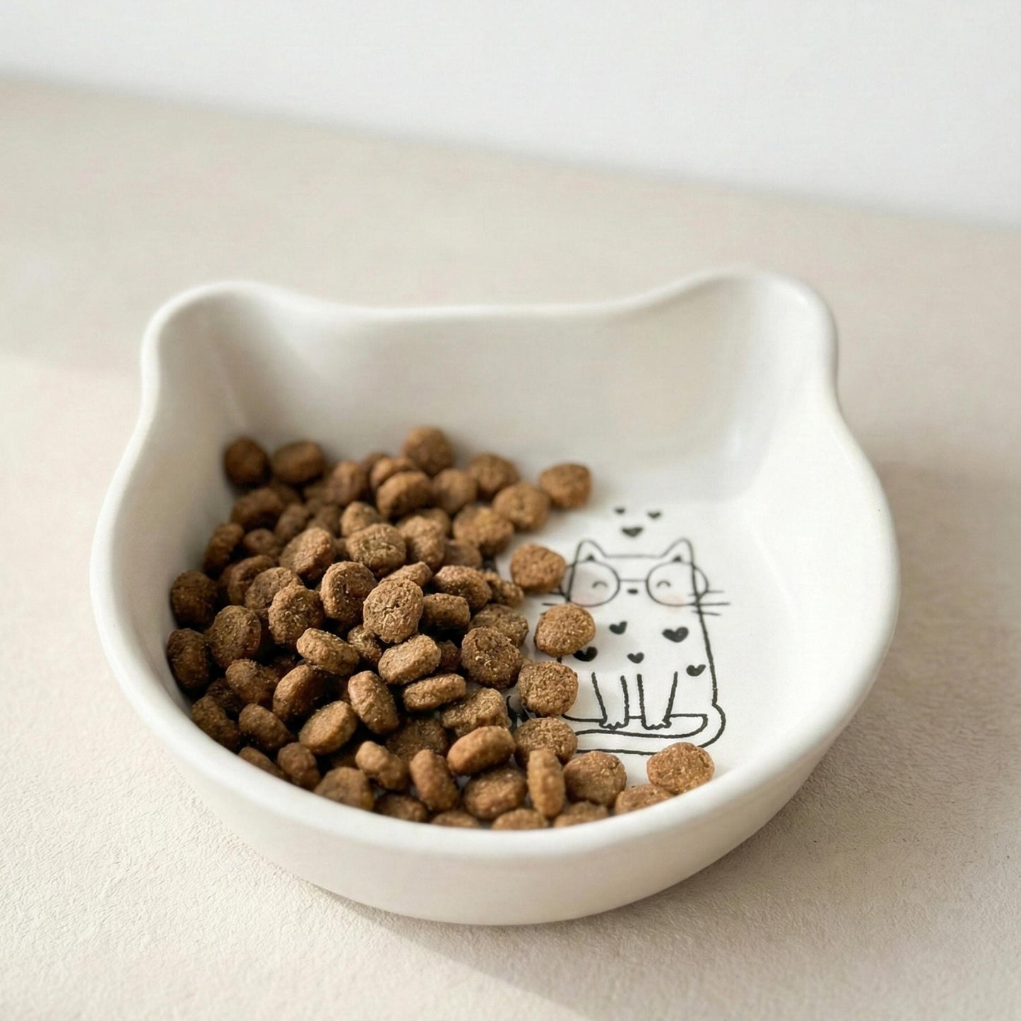 Ceramic (4 Designs) 200 ml Feeding Minimal White Cat Ear Dish Pet Bowl Food Safe