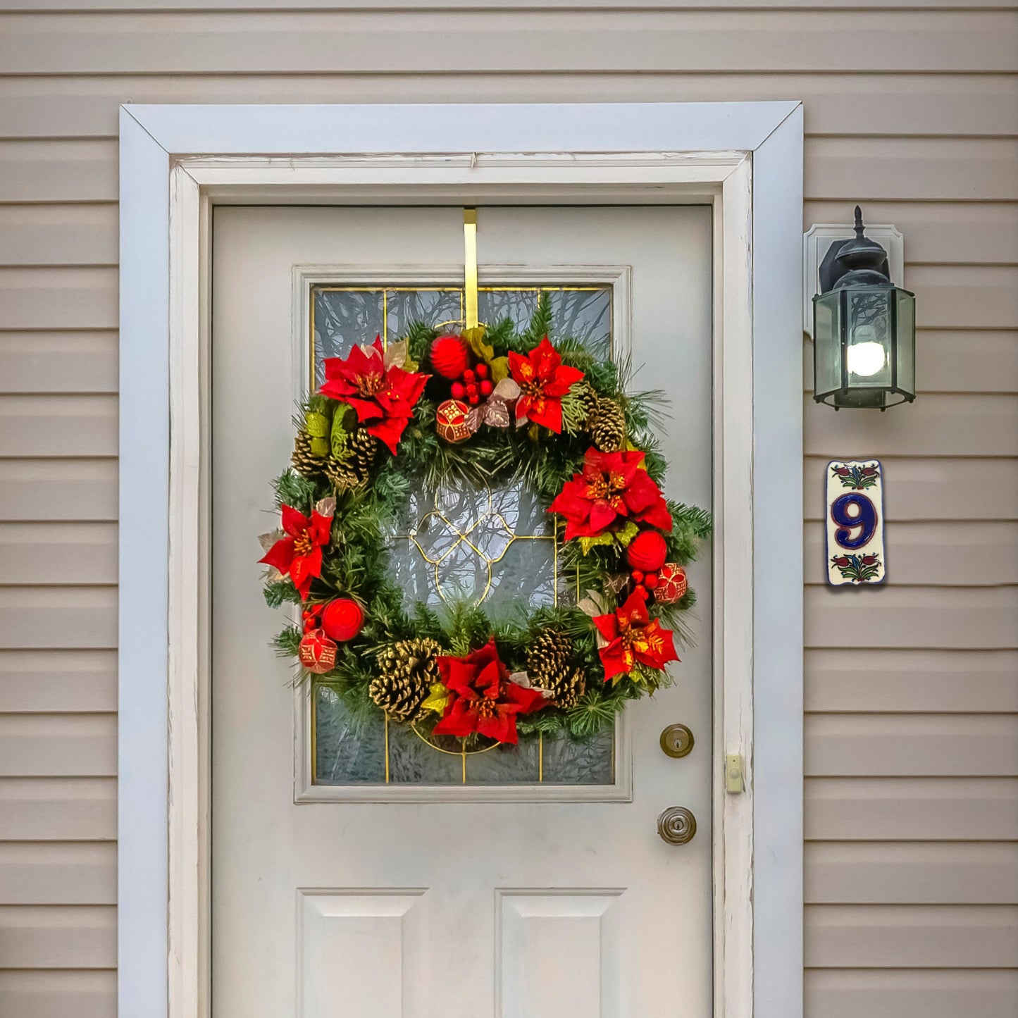Handmade Ceramic Door Number: Floral Painted House Sign