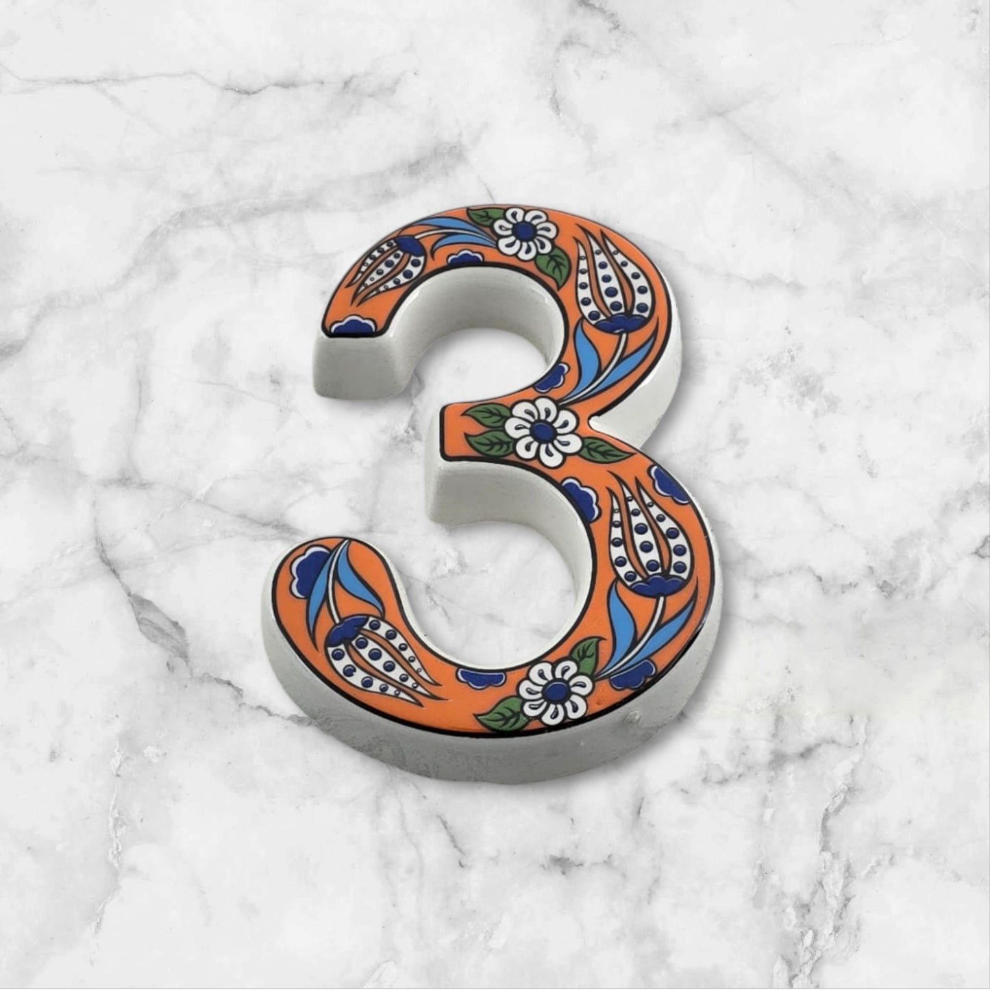 Tulip Ceramic House Numbers: Hand Decorated Address Plaque