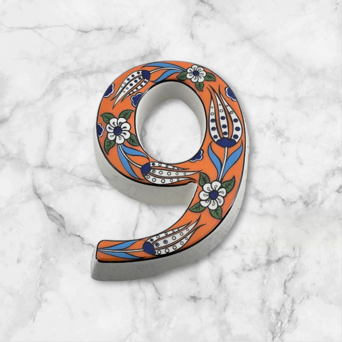 Tulip Ceramic House Numbers: Hand Decorated Address Plaque