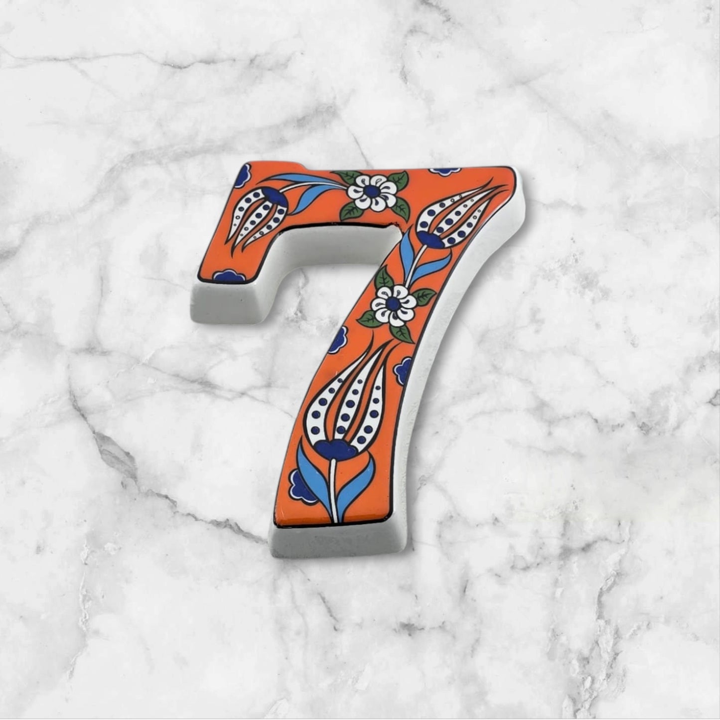 Tulip Ceramic House Numbers: Hand Decorated Address Plaque