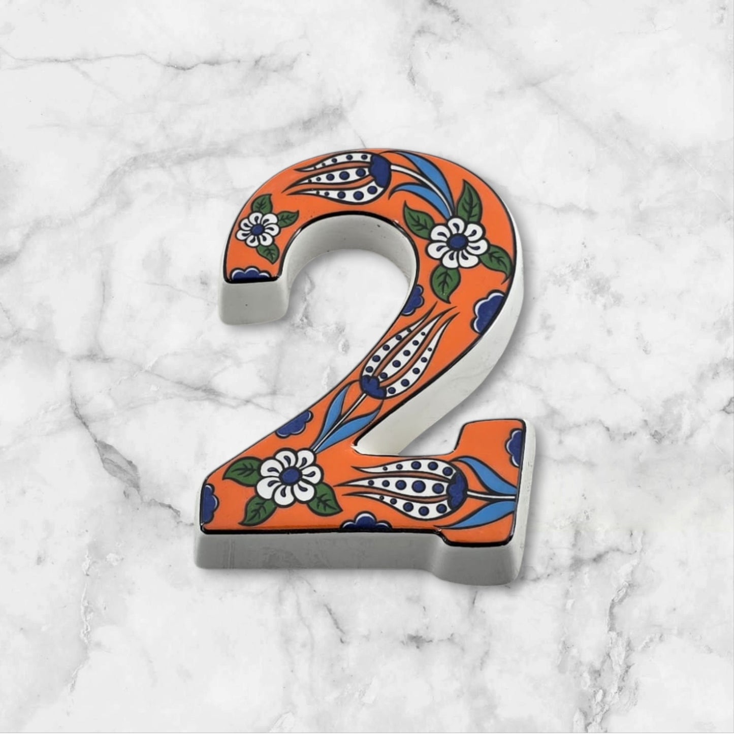 Tulip Ceramic House Numbers: Hand Decorated Address Plaque