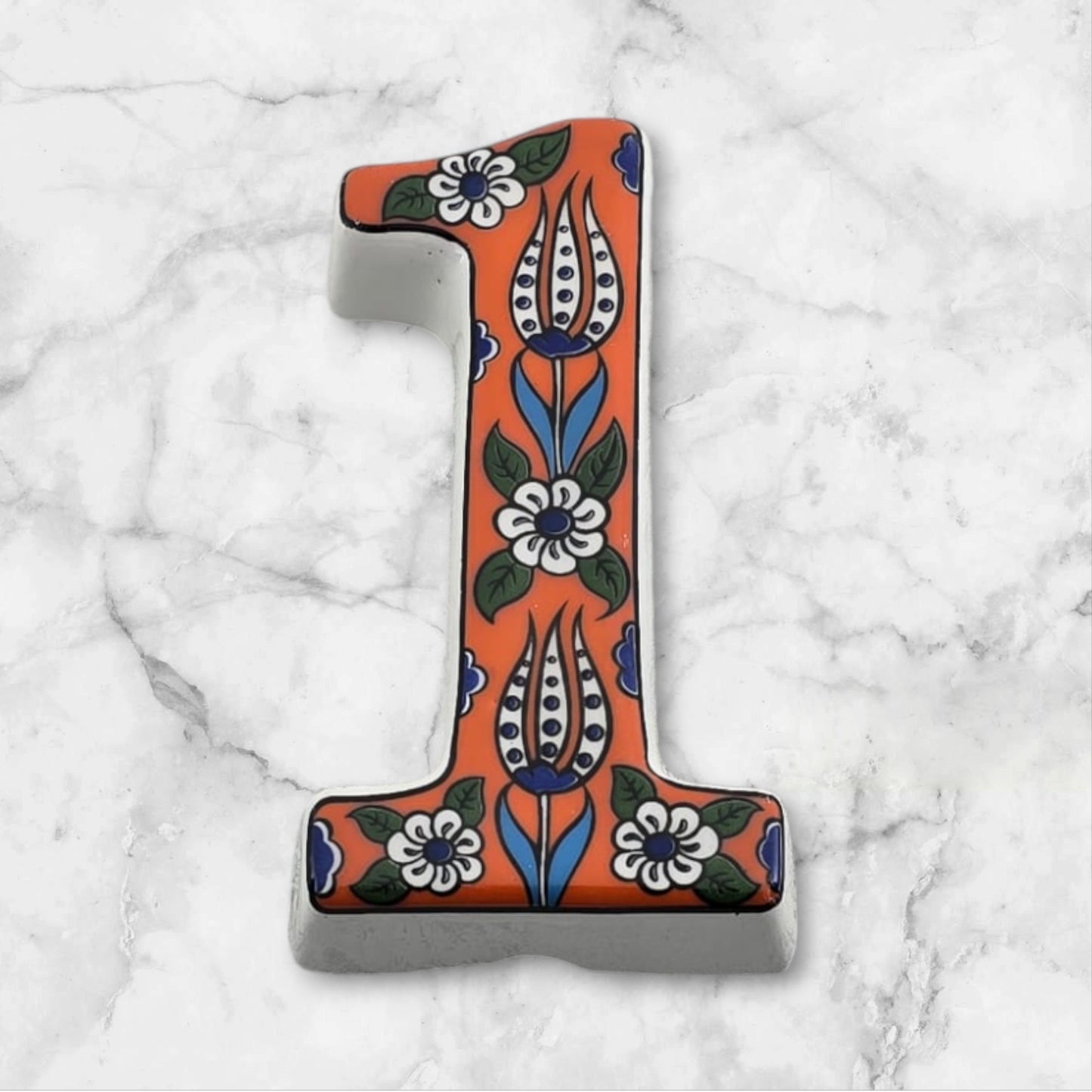 Tulip Ceramic House Numbers: Hand Decorated Address Plaque