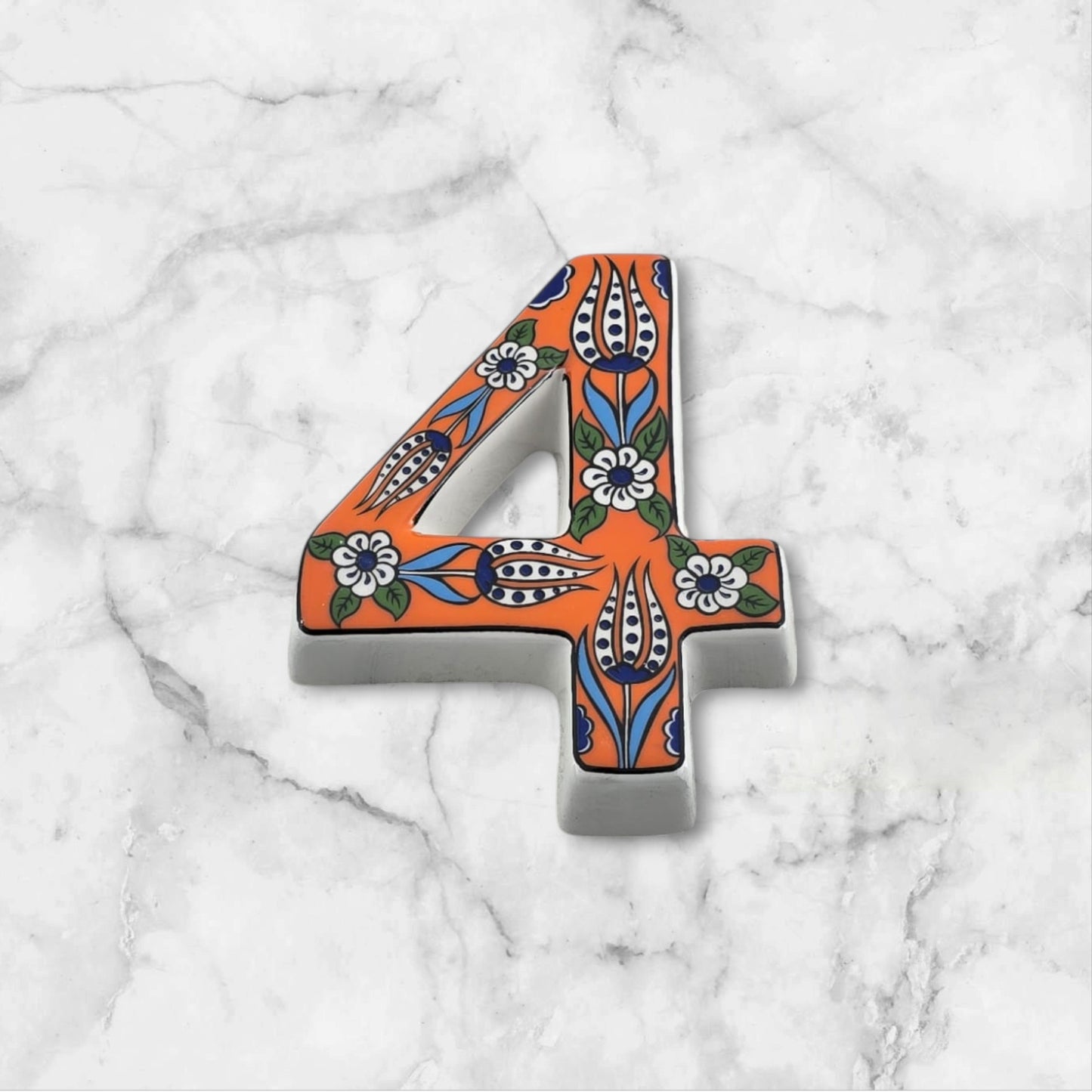 Tulip Ceramic House Numbers: Hand Decorated Address Plaque