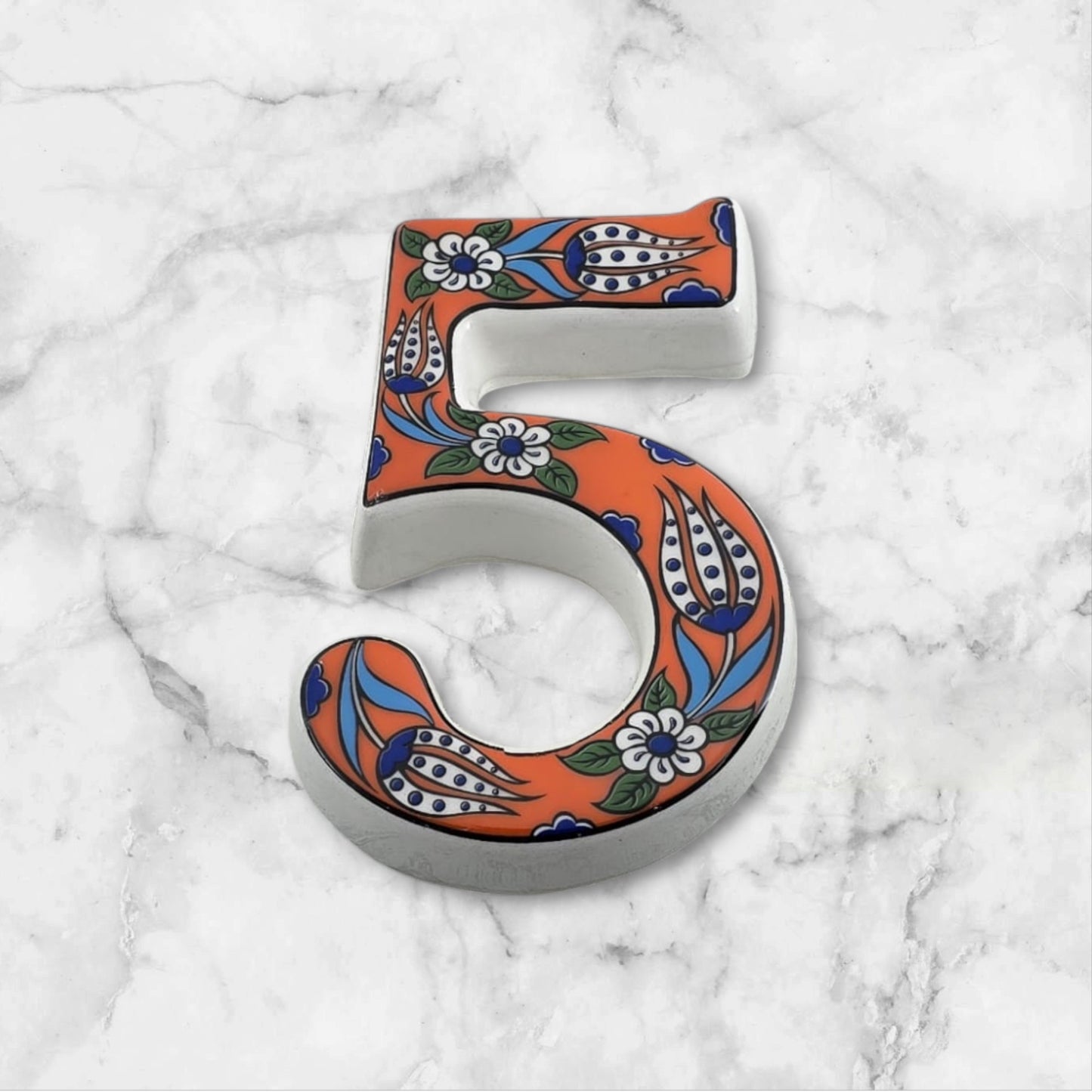Tulip Ceramic House Numbers: Hand Decorated Address Plaque
