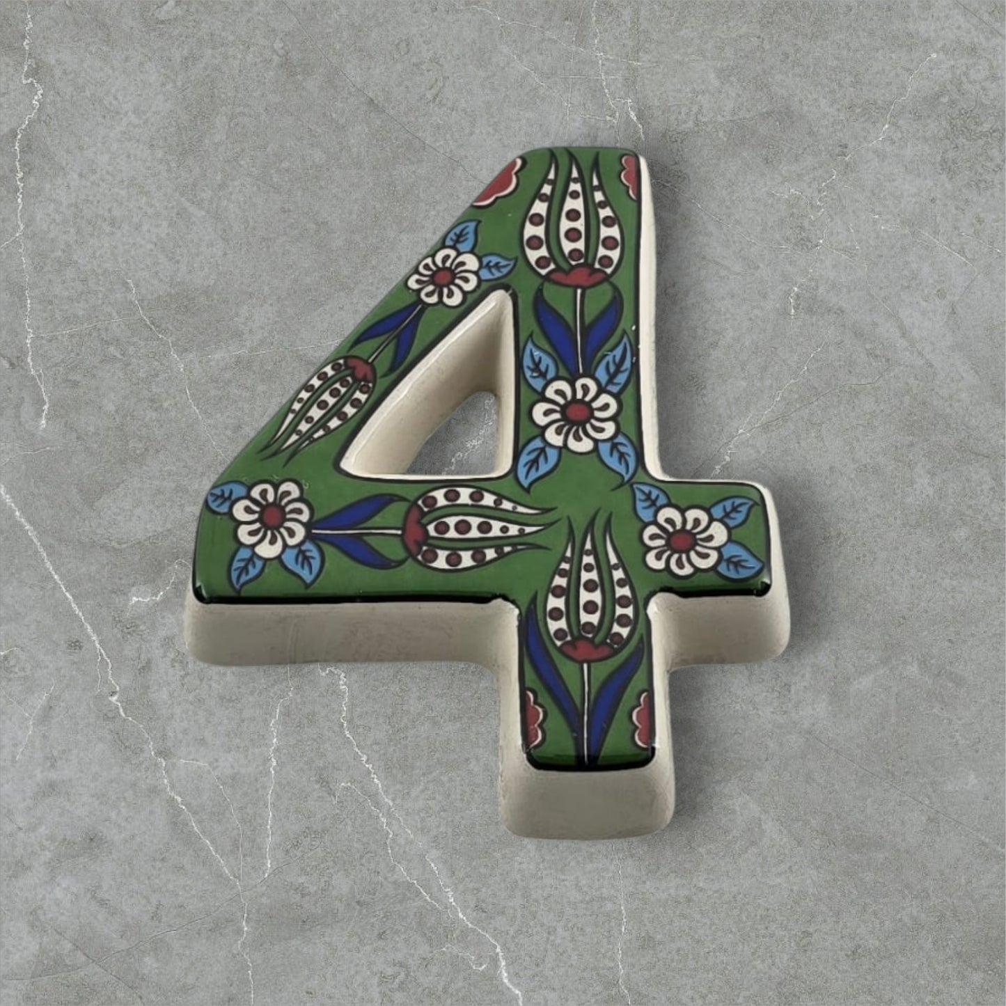 Tulip Ceramic House Numbers: Hand Decorated Address Plaque