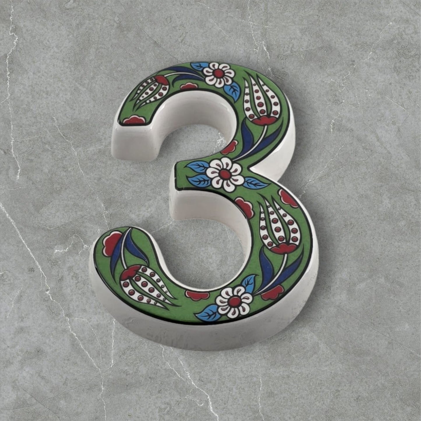 Tulip Ceramic House Numbers: Hand Decorated Address Plaque