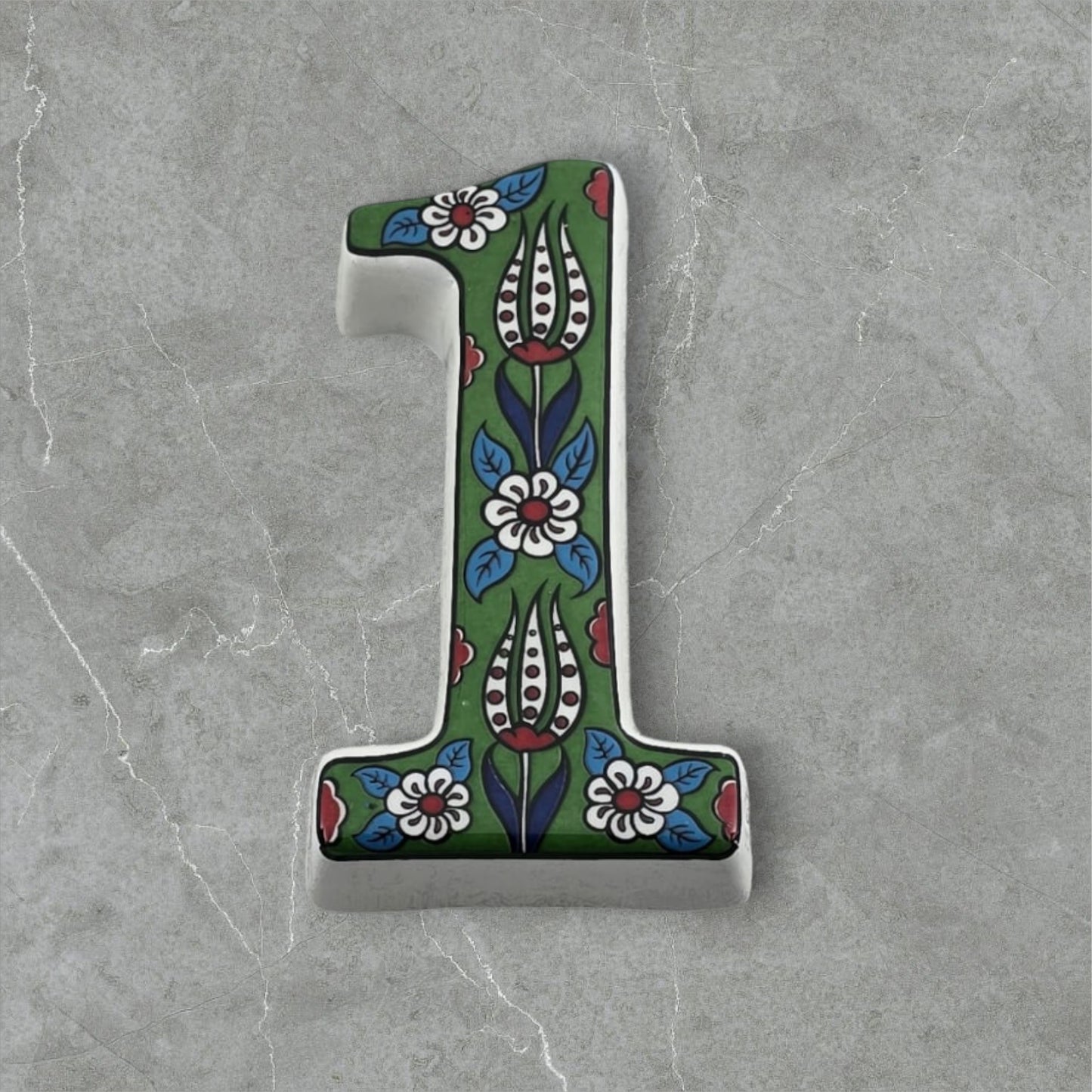Tulip Ceramic House Numbers: Hand Decorated Address Plaque