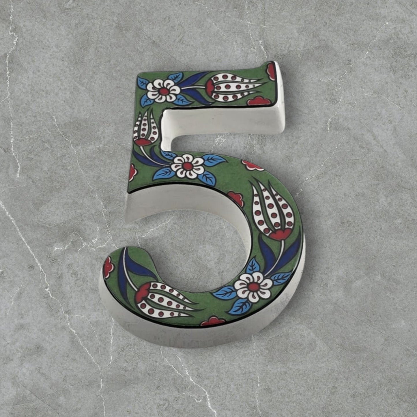 Tulip Ceramic House Numbers: Hand Decorated Address Plaque