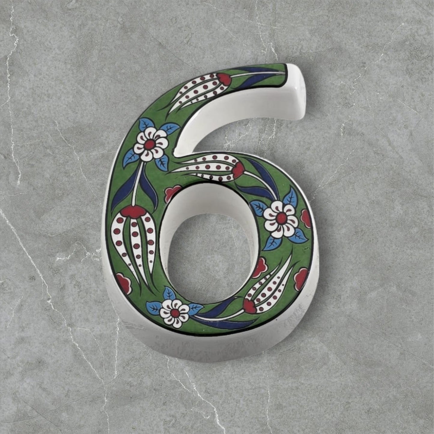 Tulip Ceramic House Numbers: Hand Decorated Address Plaque