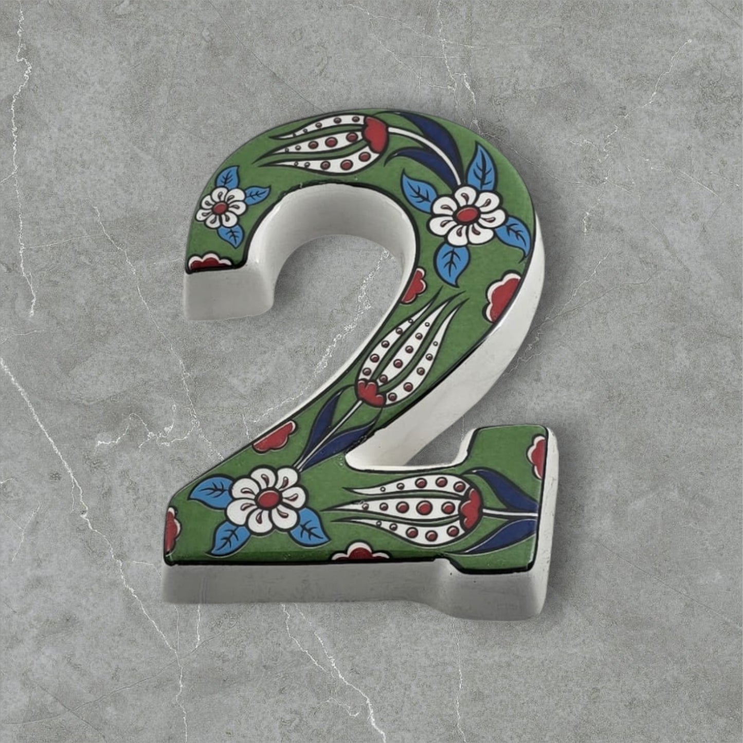 Tulip Ceramic House Numbers: Hand Decorated Address Plaque